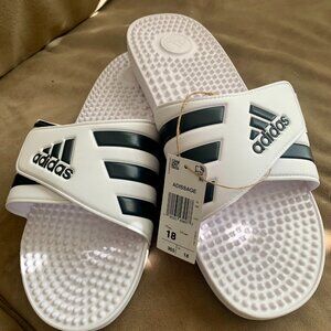 Adidas Adissage Slides; White; US Mens Size 18 (new, with tags)